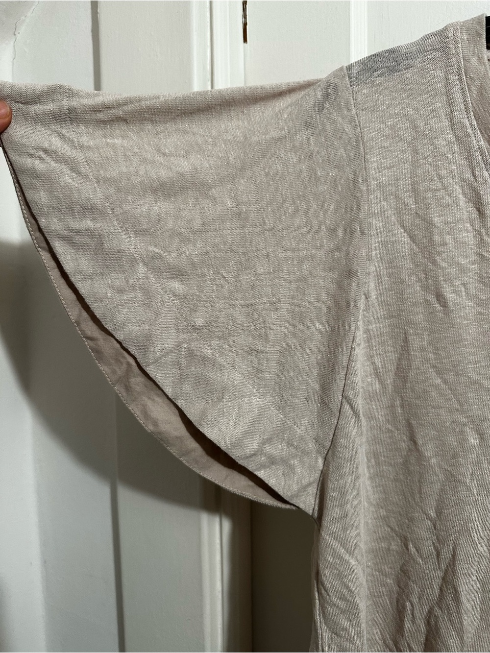 V-Neck Short Sleeve Tee in Light Beige NWOT - Picture 2 of 5